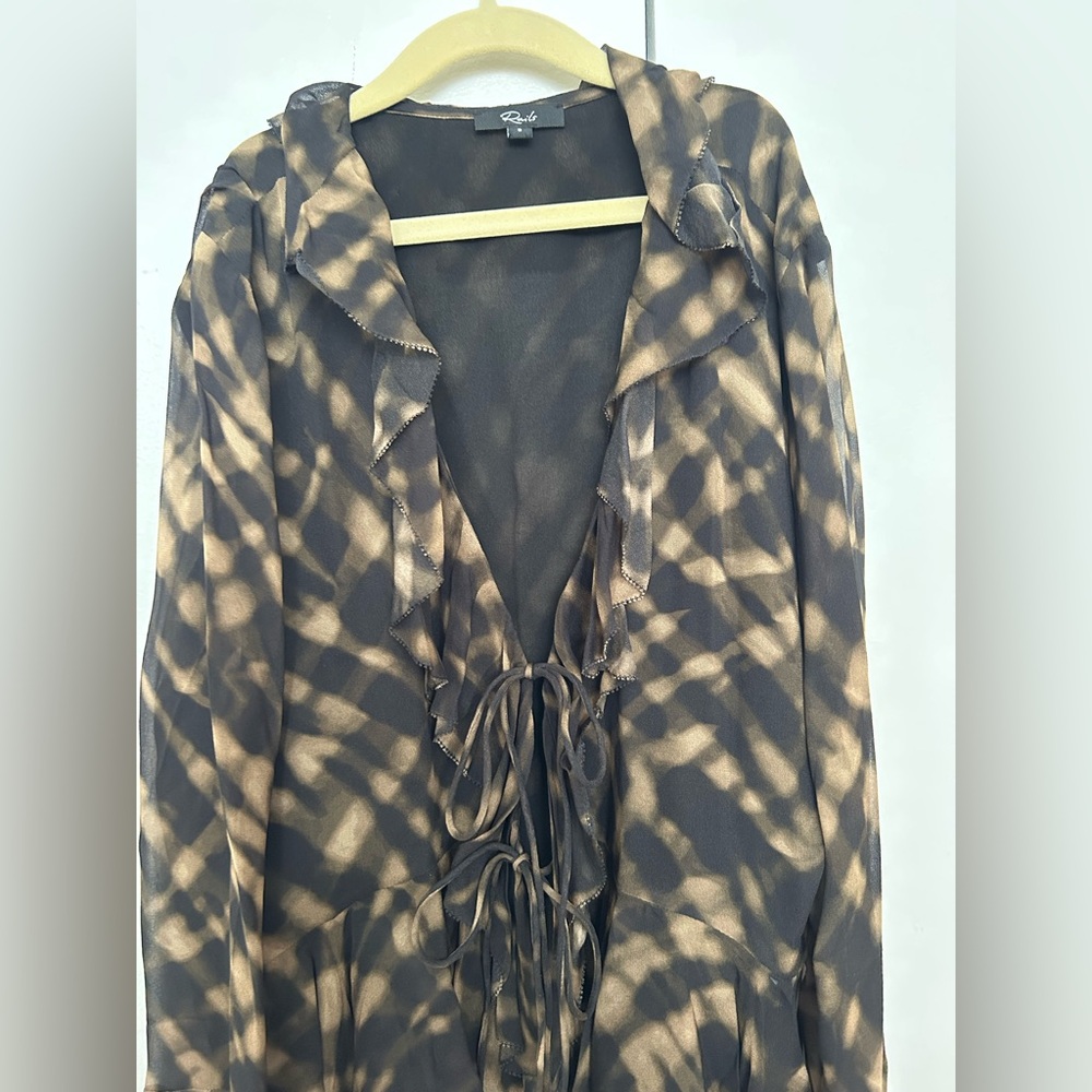 Rails Black and Brown Sheer Blouse